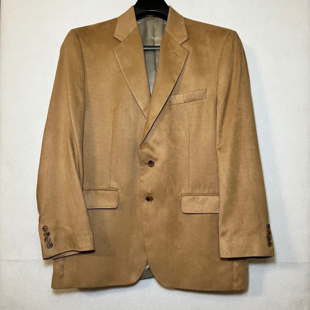 Chaps Ralph Lauren Men Faux Suede Dark Academia Layering Sports Jacket Camel 42R